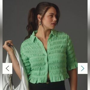 Maeve Green Textured Blouse